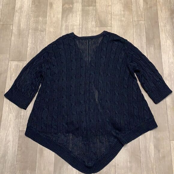 Ralph Lauren‎ Linen Cotton Blend Cable Knit Open Front Cardigan Shawl Sweater - Picture 2 of 8